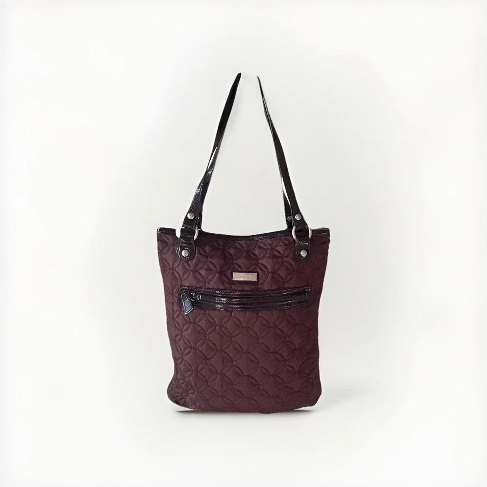 Vera Bradley City Lite Shoulder Bag Quilted Burgundy Nylon Tote Bag
